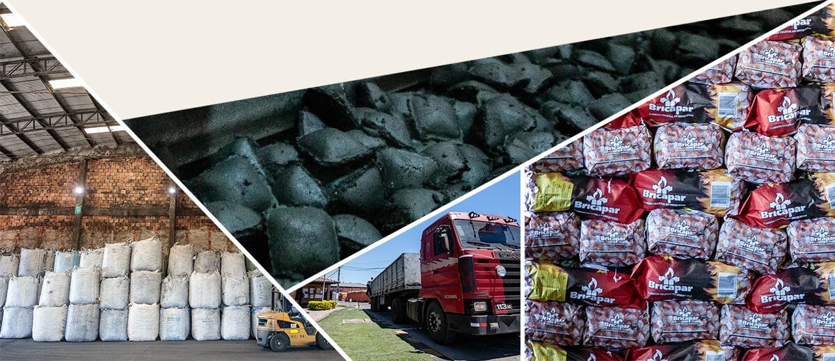 BRICAPAR charcoal preparation, briquette handling and packaged products